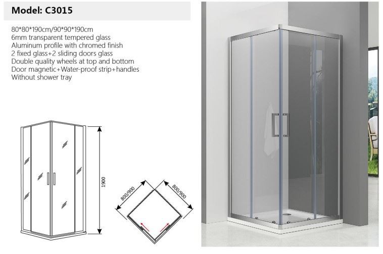 Corner Tempered Glass Shower Cubicles Enclosure Sri Lanka