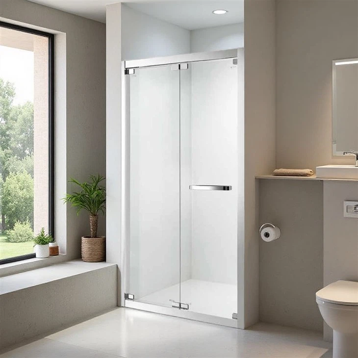 Shower Door With Stainless Steel Silver Frame
