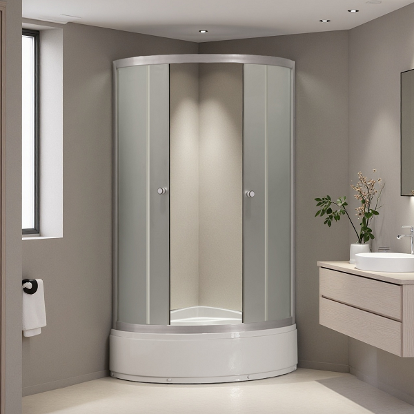 Practical Shower Enclosure with Built-In Shower Seat