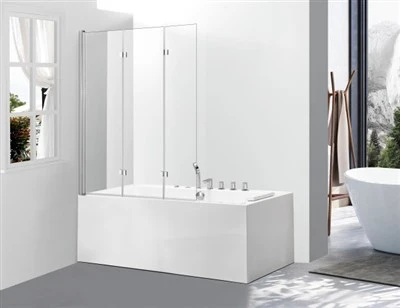 Modern Frameless Pivot Bath Screen – Clear Tempered Glass